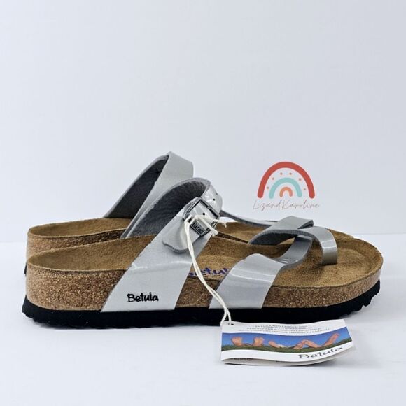 New! Betula by Birkenstock Mia Soft Silver Sandals - Picture 2 of 14